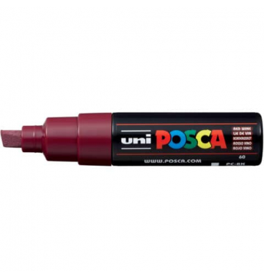 Lackmarker UNI POSCA PC-8K, 182626, Stift, weinrot, 8mm Keilspitze