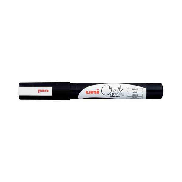 12 Stück uni-ball Kreidemarker uni Chalk PWE-3MS, 186199, schwarz, 0,9-1,3mm Rundspitze 4902778175446 uni-ball