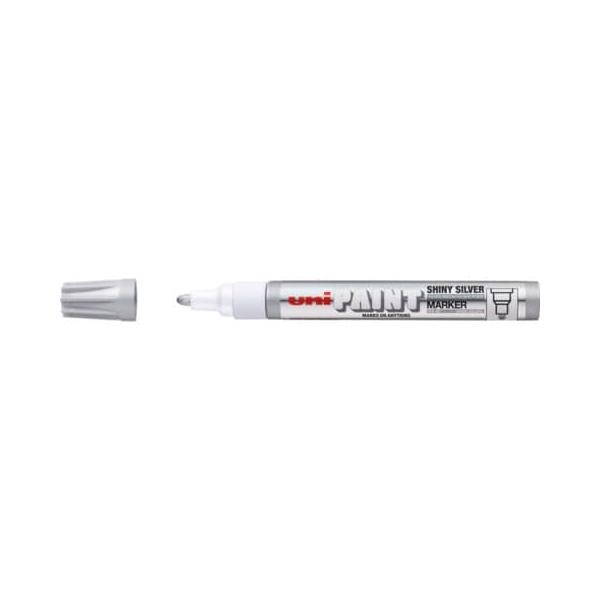 12 Stück uni-ball Lackmarker PX-20, 182082, Shiny Silber, 2-3mm Rundspitze 4902778206690 uni-ball