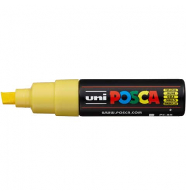 Lackmarker UNI POSCA, 182607, Stift, gelb, 8mm Keilspitze