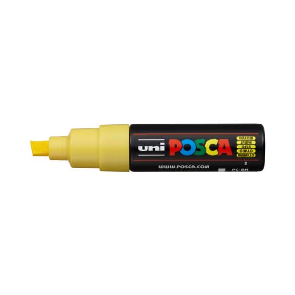 6 Stück UNI-POSCA Lackmarker UNI POSCA, 182607, gelb, 8mm Keilspitze 4902778916506 UNI-POSCA