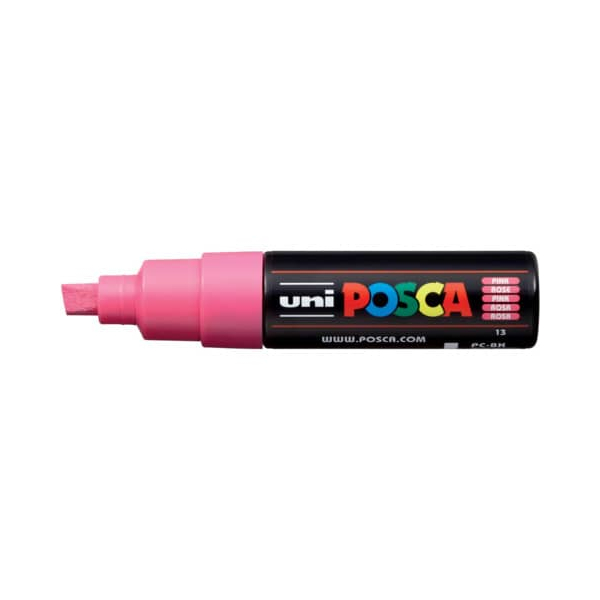 6 Stück UNI-POSCA Lackmarker UNI POSCA PC-8K, 182628, rosa, 8mm Keilspitze 4902778916513 UNI-POSCA