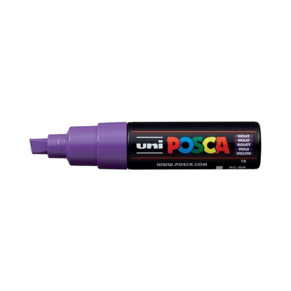 6 Stück UNI-POSCA Lackmarker UNI POSCA PC-8K, 182634, violett, 8mm Keilspitze 4902778916520 UNI-POSCA