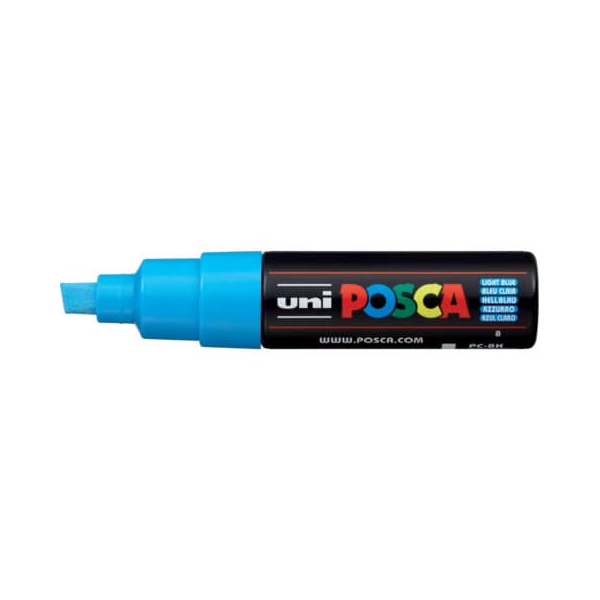 6 Stück UNI-POSCA Lackmarker UNI POSCA PC-8K, 182653, hellblau, 8mm Keilspitze 4902778916544 UNI-POSCA