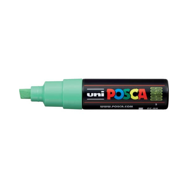 6 Stück UNI-POSCA Lackmarker UNI POSCA PC-8K, 182666, hellgrün, 8mm Keilspitze 4902778916551 UNI-POSCA