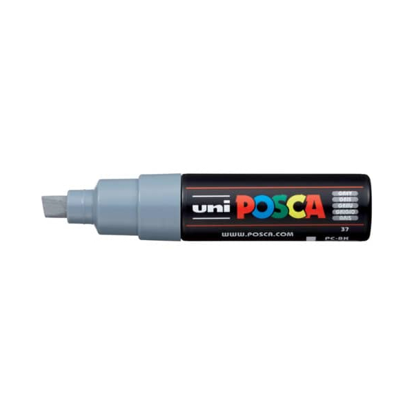 6 Stück UNI-POSCA Lackmarker UNI POSCA PC-8K, 182633, grau, 8mm Keilspitze 4902778916582 UNI-POSCA