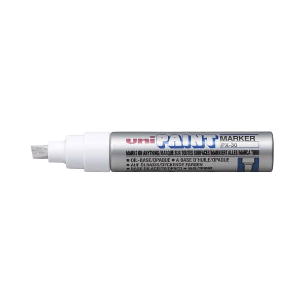 6 Stück uni-ball Lackmarker PX-30, 182213, silber, 4-8,5mm Keilspitze 4902778917411 uni-ball