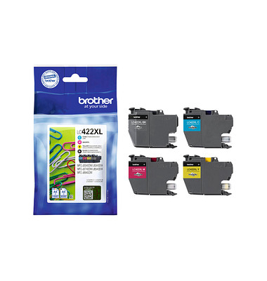 Druckerpatrone LC422XLVALDR (kompatibel zu Brother LC-422XL), schwarz/cyan/magenta/gelb, ca. 1x 3000, 3x 1500 Seiten
