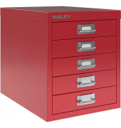 BISLEY MultiDrawer™ L125 Schubladenschrank kardinalrot mit 5 Schubladen 27,9 x 38,0 x 32,5 cm