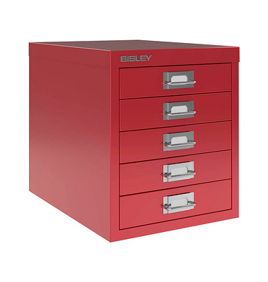 BISLEY MultiDrawer™ L125 Schubladenschrank kardinalrot mit 5 Schubladen 27,9 x 38,0 x 32,5 cm