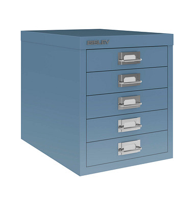 BISLEY MultiDrawer™ L125 Schubladenschrank blau mit 5 Schubladen 27,9 x 38,0 x 32,5 cm