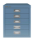 BISLEY MultiDrawer™ L125 Schubladenschrank blau mit 5 Schubladen 27,9 x 38,0 x 32,5 cm