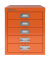 BISLEY MultiDrawer™ L125 Schubladenschrank orange mit 5 Schubladen 27,9 x 38,0 x 32,5 cm