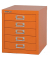 BISLEY MultiDrawer™ L125 Schubladenschrank orange mit 5 Schubladen 27,9 x 38,0 x 32,5 cm