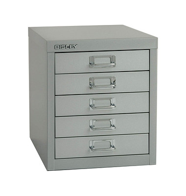 BISLEY MultiDrawer™ L125 Schubladenschrank silber mit 5 Schubladen 27,9 x 38,0 x 32,5 cm