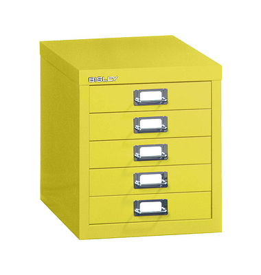 BISLEY MultiDrawer™ L125 Schubladenschrank gelb mit 5 Schubladen 27,9 x 38,0 x 32,5 cm