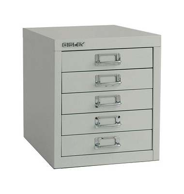 BISLEY MultiDrawer™ L125 Schubladenschrank lichtgrau mit 5 Schubladen 27,9 x 38,0 x 32,5 cm