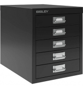 BISLEY MultiDrawer™ L125 Schubladenschrank schwarz mit 5 Schubladen 27,9 x 38,0 x 32,5 cm