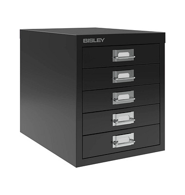 BISLEY MultiDrawer™ L125 Schubladenschrank schwarz mit 5 Schubladen 27,9 x 38,0 x 32,5 cm