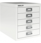 BISLEY MultiDrawer™ L125 Schubladenschrank verkehrsweiß mit 5 Schubladen 27,9 x 38,0 x 32,5 cm