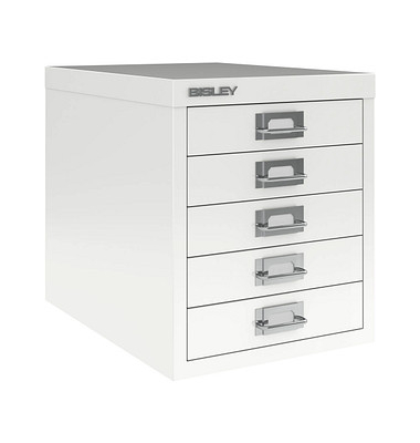 BISLEY MultiDrawer™ L125 Schubladenschrank verkehrsweiß mit 5 Schubladen 27,9 x 38,0 x 32,5 cm