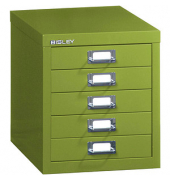 BISLEY MultiDrawer™ L125 Schubladenschrank grün mit 5 Schubladen 27,9 x 38,0 x 32,5 cm
