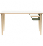 Schreibtisch Poise, 74cm (H), 140x60cm (BxT), rechteckig, weiß / eiche hell
