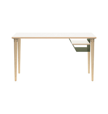 Schreibtisch Poise, 74cm (H), 140x60cm (BxT), rechteckig, wei&szlig; / eiche hell