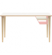 Schreibtisch Poise, 74cm (H), 140x60cm (BxT), rechteckig, weiß / eiche hell