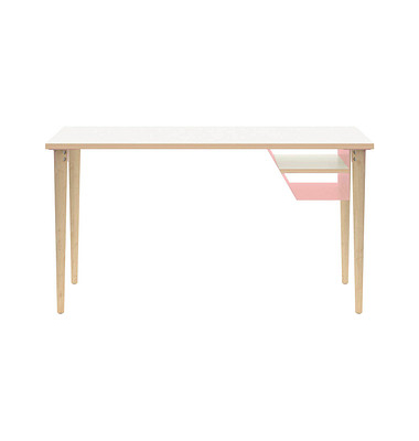 Schreibtisch Poise, 74cm (H), 140x60cm (BxT), rechteckig, wei&szlig; / eiche hell