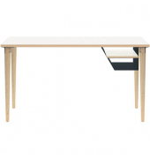 Schreibtisch Poise, 74cm (H), 140x60cm (BxT), rechteckig, weiß / eiche hell