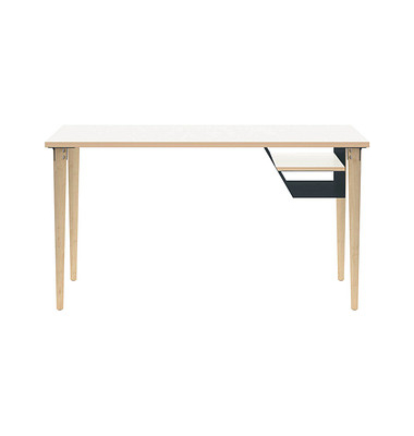 Schreibtisch Poise, 74cm (H), 140x60cm (BxT), rechteckig, weiß / eiche hell