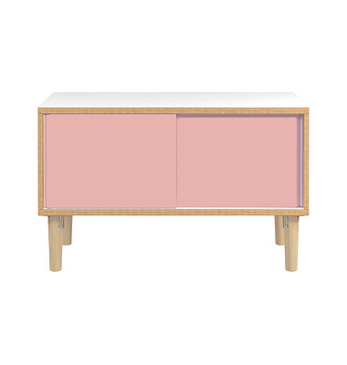 BISLEY Sideboard Poise POS1007W620 verkehrsweiß, rosa 2 Fachböden 100,0 x 45,0 x 62,1 cm