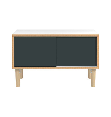 BISLEY Sideboard Poise POS1007W634 verkehrsweiß, anthrazitgrau 2 Fachböden 100,0 x 45,0 x 62,1 cm