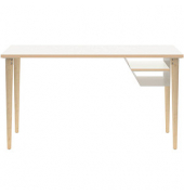 Schreibtisch Poise, 74cm (H), 140x60cm (BxT), rechteckig, wei&szlig; / eiche