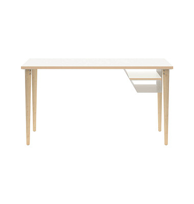 Schreibtisch Poise, 74cm (H), 140x60cm (BxT), rechteckig, weiß / eiche