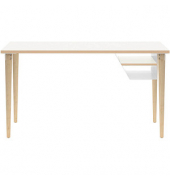 Schreibtisch Poise, 74cm (H), 140x60cm (BxT), rechteckig, weiß / eiche hell