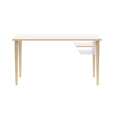 Schreibtisch Poise, 74cm (H), 140x60cm (BxT), rechteckig, weiß / eiche hell