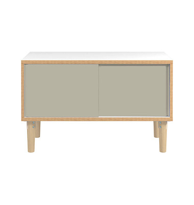 BISLEY Sideboard Poise POS1007W645 verkehrsweiß, lichtgrau 2 Fachböden 100,0 x 45,0 x 62,1 cm