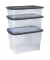 Aufbewahrungsbox Curve 2002010110, 30 Liter, mit Deckel, au&szlig;en 600x397x172mm, PP Kunststoff - 100% recycelbarer transparent/schw