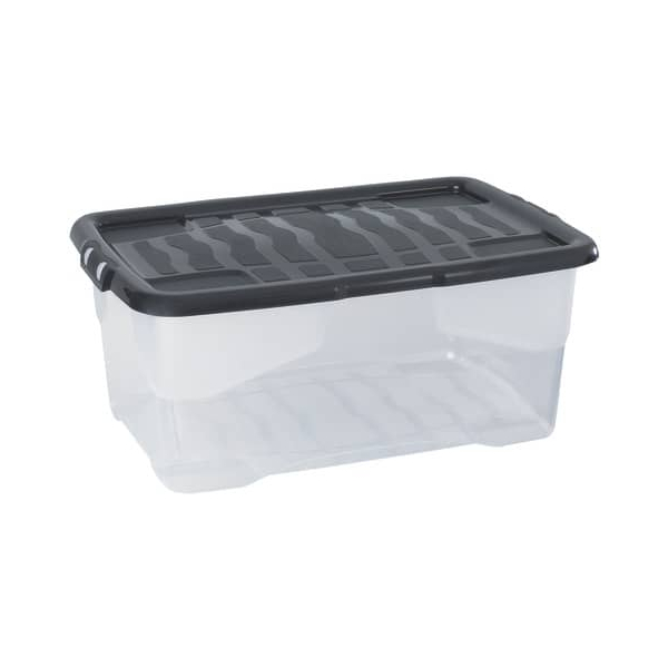 5021711050264 - Aufbewahrungsbox Curve 2002020110 außen 600x397x252mm PP Kunststoff - 100% recycelbarer transparent schwarz 5021711050264 Stra