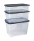 Aufbewahrungsbox Curve 2002020110, 42 Liter, mit Deckel, au&szlig;en 600x397x252mm, PP Kunststoff - 100% recycelbarer transparent/schw