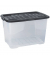 Aufbewahrungsbox Curve 2002030110, 65 Liter, mit Deckel, au&szlig;en 600x397x378mm, PP Kunststoff - 100% recycelbarer transparent/schw