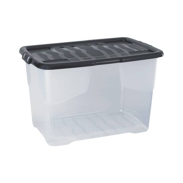 5021711050271 - Aufbewahrungsbox Curve 2002030110 außen 600x397x378mm PP Kunststoff - 100% recycelbarer transparent schwarz 5021711050271 Stra