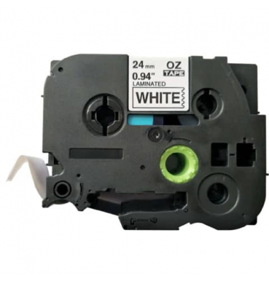 Schriftband KF18799, 24mm x 8m, schwarz/weiß, laminiert, kompatibel zu P-touch TZe-251