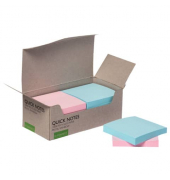 Haftnotizen KF17324, 76x76mm, farbig sortiert (blau/gr&uuml;n/pink/gelb), quadratisch