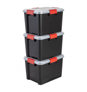 Aufbewahrungsbox AT-SD BkR/C/D.Red 6318, außen 29x39x26cm, Polypropylen schwarz/transparent/rot
