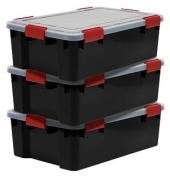 Aufbewahrungsbox AT-LS BkR/C/D.Red 6380, außen 29x39x19,1cm, Polypropylen schwarz/transparent/rot