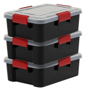 Aufbewahrungsbox AT-S BkR/C/D.Red 6379, außen 29x39x14,6cm, Polypropylen schwarz/transparent/rot