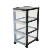 Aufbewahrungsbox 6341, außen 29x40x61,5cm, Polypropylen transparent/schwarz